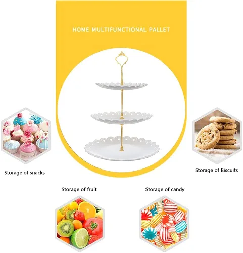 Vista 5 de Juego de 5 piezas de soporte para tartas con bandejas de aperitivos, postre de frutas, bandeja de torre para boda, hogar, cumpleaños, fiesta de té