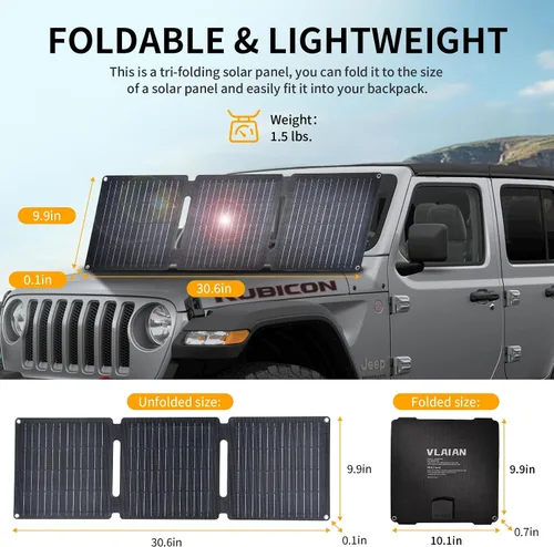 Vista 6 de Panel Solar Portátil de 30W, Cargador de Paneles Solares Plegables para Camping, Senderismo, Actividades al Aire Libre, Kit de Panel Solar