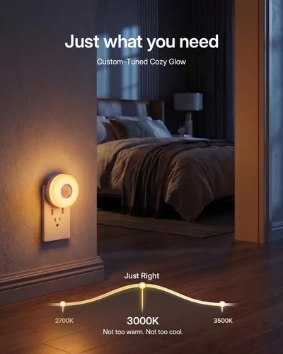 Vista 5 de YELKO Luz nocturna con sensor de movimiento: luz nocturna LED antideslumbrante blanca cálida de 3000 K, ultra brillante, acogedora, suave,