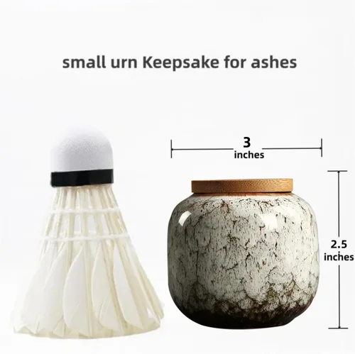 Vista 2 de Urna pequeña para cenizas humanas – Mini urna decorativa de cerámica para funeraria, urnas conmemorativas de 2.5 pulgadas para adultos, niños