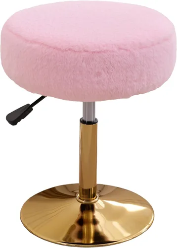 Vista 8 de Taburete Otomano Giratorio Silla para Sala de Maquillaje Taburete para Silla de Tocador Altura Ajustable Cuero Sintético Negro Negro 1