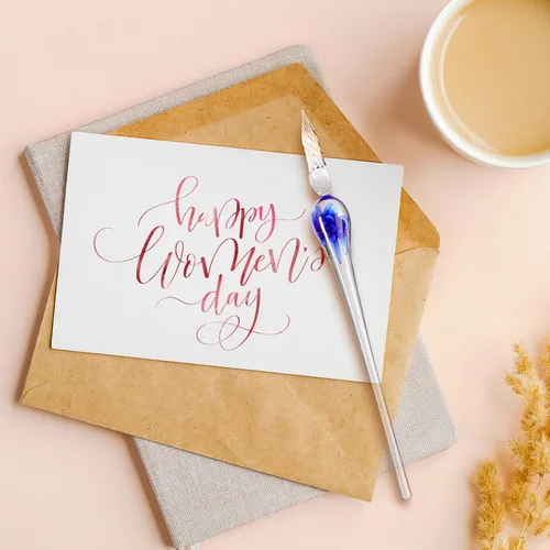 Vista 5 de Bolígrafo de tinta de vidrio, juego de bolígrafos de inmersión de vidrio, bolígrafo de caligrafía, escritura de firma, regalos de Navidad, regalos