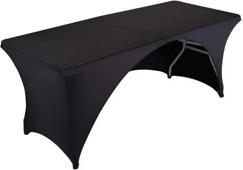 Vista 21 de LZY Paquete de 2 manteles ajustables para mesas plegables de 6 pies, espalda abierta, manteles rectangulares de elastano/elástico/elásticos