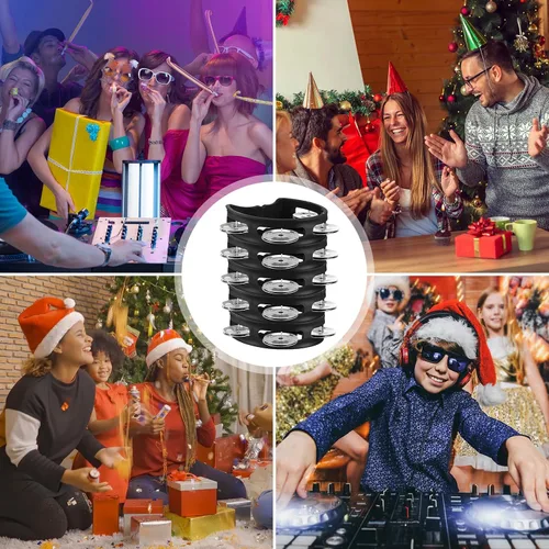 Vista 5 de Paquete de 30 Panderetas para Niños Adultos Tamborines Instrumento Musical Generadores de Ruido 4 Campanas Panderetas de Mano para Fiestas Navideñas