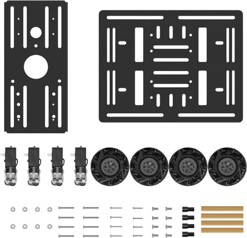 Vista 4 de LewanSoul Mecanum - Kit de chasis de robot para automóvil con rueda omnidireccional de 360°, marco de aleación de aluminio, motor TT, ruedas