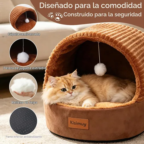 Vista 2 de Cat Bed Cave with Pillow & Cat Toys, Cat Bed for Indoor Cats & Dog