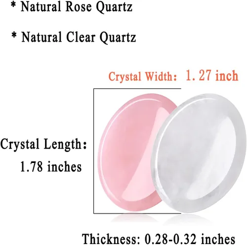 Vista 6 de DUQGUHO 2 piedras de preocupación para el pulgar para la ansiedad, cuarzo rosa natural, cristales curativos de cuarzo transparente, piedras