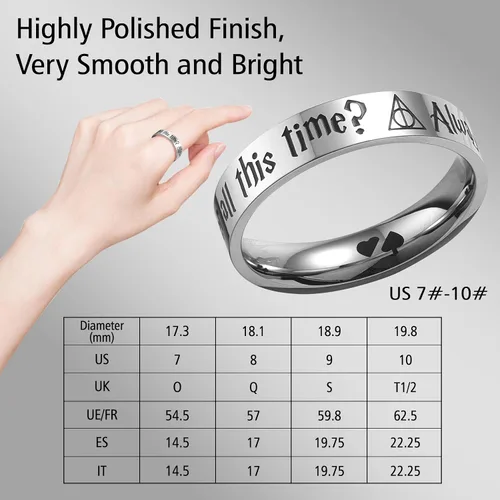 Vista 3 de LParkin Ring After All This Time Always - Anillos de acero inoxidable para mujeres y hombres, anillo antiestrés de 0.197 in para fanáticos del mundo