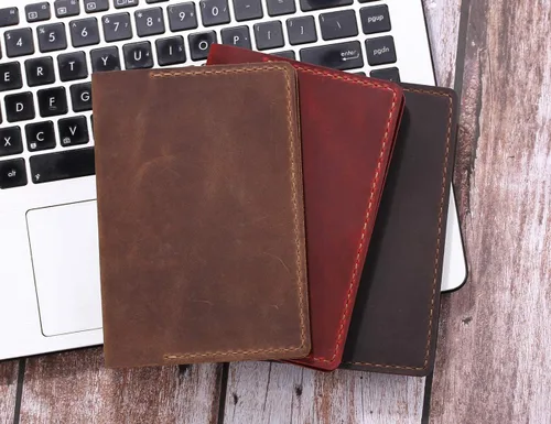 Vista 6 de Funda de cuero para cuaderno de bolsillo de 3.5 x 5.5 pulgadas con lazo para bolígrafo, funda de cuero compatible con Rocketbook Notebook