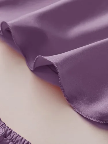 Vista 4 de SOLY HUX Conjunto de pijama sexy de satén de seda con volantes para mujer