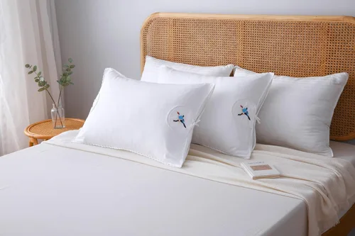 Vista 3 de Fundas de almohada bordadas blancas, fundas de almohada de pájaros con encaje, 100% algodón, paquete de 2 unidades, tamaño Queen 30 x 20 pulgadas