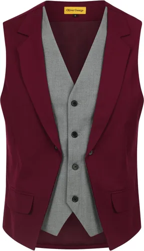 Vista 27 de Oliver George Chaleco formal de esmoquin en capas para hombre, chaleco de traje de negocios