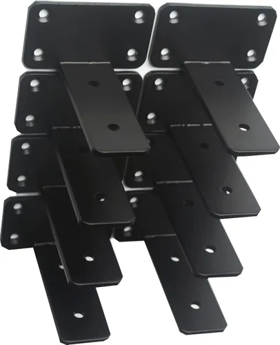 Vista 73 de Paquete de 2 - Soportes de estante en L ocultos negros de 4 pulgadas (1/5 pulgada de grosor) Soportes de estante flotante de hierro Soportes