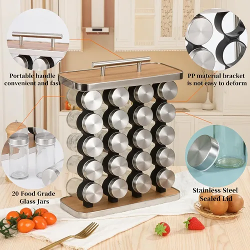 Vista 3 de Organizador y almacenamiento de especias - Estante vertical para especias con tarros - Especieros para cocina moderna