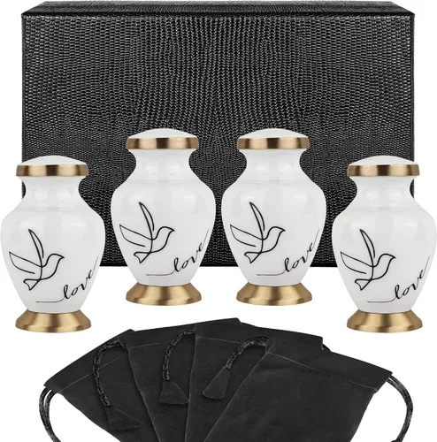 Vista 9 de Trupoint Memorials Urnas pequeñas para recuerdo de cenizas humanas, mini urna de cremación decorativa para hombres y mujeres adultos, juego de 4
