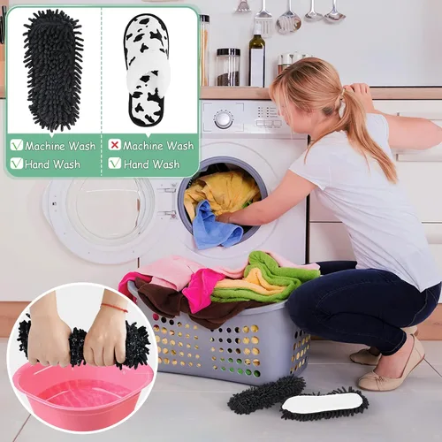 Vista 5 de Pantuflas de microfibra para limpiar el suelo, herramienta de limpieza de polvo desmontable y lavable para limpieza de la casa de cocina