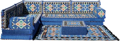 Vista 38 de arabicsofa Juego de asientos Jalsa en forma de L – Majlis árabe hecho a mano con almohadas de respaldo