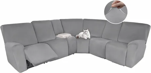 Vista 27 de HDCAXKJ Fundas de sofá seccional reclinable de terciopelo, cubierta de sofá seccional en forma de L, lavable, elástica, suave, para rincón