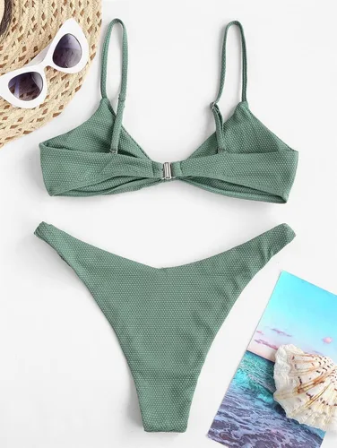 Vista 2 de Bañador texturizado anudado Bikini de dos piezas Traje de baño de dos piezas Trajes de baño