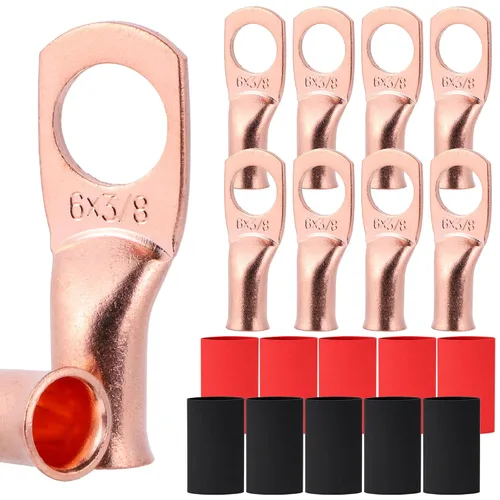 Vista 109 de TKDMR - Kit de 264 piezas de extremos de cable de batería, 132 piezas de terminales de anillo de lengüetas de cable de cobre resistentes AWG 8 6 4 2