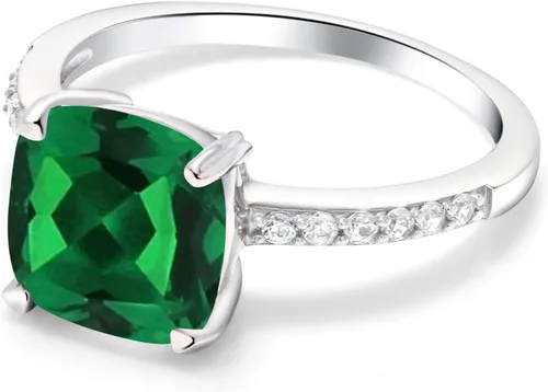 Vista 22 de Gem Stone King Anillo de compromiso de plata de ley 925 con piedra preciosa de corte cojín de 0.315 in Anillo de compromiso de aniversario de boda
