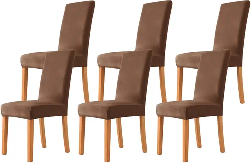 Vista 66 de Velvet Chair Covers Beige Gray, Stretch Dining Room Chair Covers 2 Pack, Super Fit Dining Chairs Slipcovers Spandex Washable Kitchen Parson Chair
