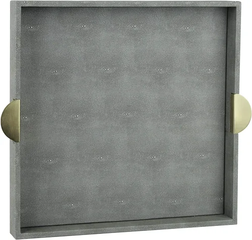 Vista 15 de HofferRuffer Bandeja Decorativa de Servir de Cuero Sintético, Elegante Bandeja Otomana para Mesa de Café, Desayuno, Bebidas, Bandeja para Servir