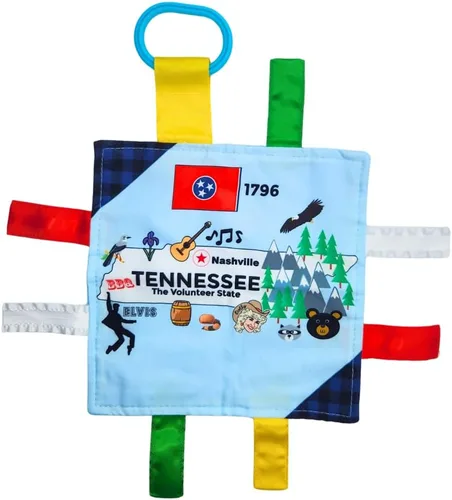 Vista 15 de Baby Jack & Co - Cochecito de juguete para bebés de 8 x 8 pulgadas con etiqueta del estado de Arkansas, juguetes arrugados para desarrollar cinco