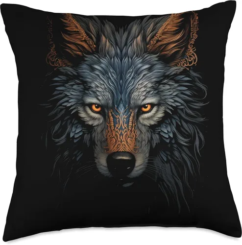 Vista 5 de Wolf Lover Wolves Wild Animals Head Wolf Face Wolves Animal Arts - Almohada de 16 x 16 pulgadas, multicolor