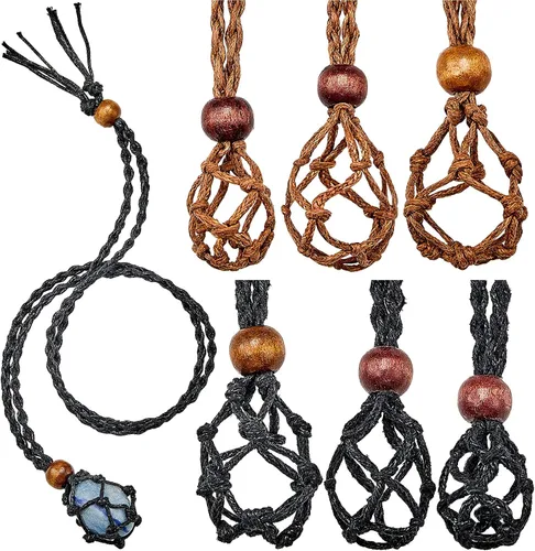 Vista 9 de Hicarer 6 piezas de cordón para collar D20, soporte de piedra vacía, soporte para collar vacío de cuarzo, cordón de piedra de cristal de cuarzo, 3