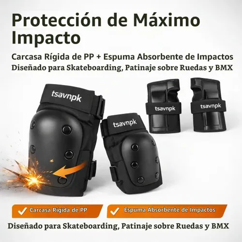 Vista 3 de Adult Knee and Elbow Pads Set with Wrist Guards,Protective Gear for Skating