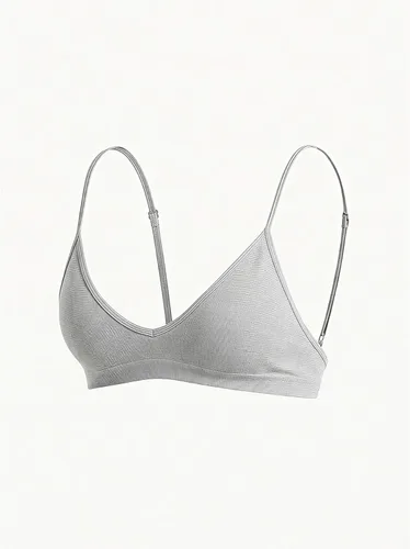 Vista 3 de SweatyRocks Bralette Triangular para Mujer con Escote Pronunciado Sujetador con Cuello en V Sin Cables Sin Relleno Suave Cómodo para Uso Diario