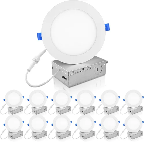 Vista 8 de ECOELER Luz de techo empotrada LED de 6 pulgadas 5CCT con luz nocturna, luz de oblea delgada sin lata de 12W 1050Lm, luz empotrada regulable y con 5