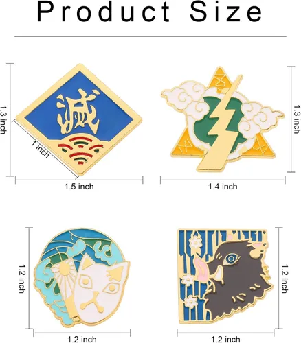 Vista 4 de Cualque Broche de anime de demonio Kimetsu no Yaiba personajes de metal alfileres esmaltados accesorios de cosplay regalos de joyería