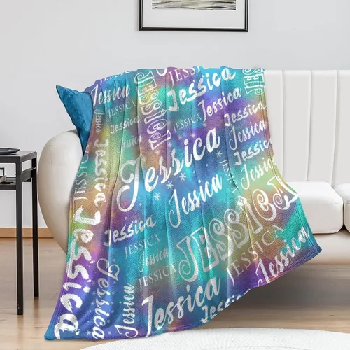 Vista 5 de Manta personalizada con nombre para niños, niñas, niños, niñas, manta personalizada con nombre para adultos, hombres y mujeres, mantas de bebé
