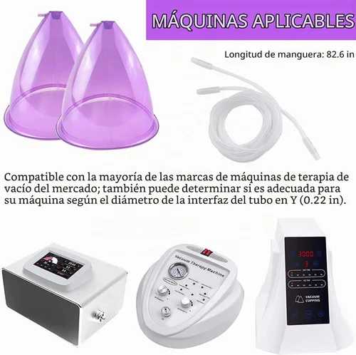 Vista 6 de Copas de vacío para glúteos de 7.1 fl oz y 6.1 fl oz, accesorios para máquinas de ventosas de terapia al vacío, ventosas XL de 9.4 pulgadas y 8.26