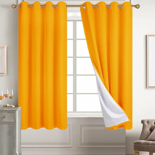 Vista 89 de Diraysid Cortinas 100% opacas de lino beige para dormitorio, con ojales, aislamiento térmico, cortinas de oscurecimiento de habitación