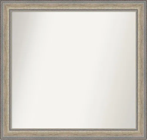 Vista 60 de Amanti Art Espejo de baño plateado para sobre el fregadero, 28 x 37 pulgadas, elegante espejo rectangular de peltre cepillado, marco de madera