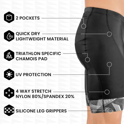 Vista 2 de SLS3 Triathlon Shorts Mens - Padded Tri Shorts Mens Triathlon Shorts - 2 Pocket FX Triathalon Shorts, Medium Compression