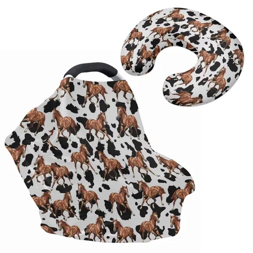 Vista 8 de Toldo de leopardo azteca bohemio para asiento de automóvil, para bebés, elegante funda de almohada de lactancia y lactancia transpirable, se adapta