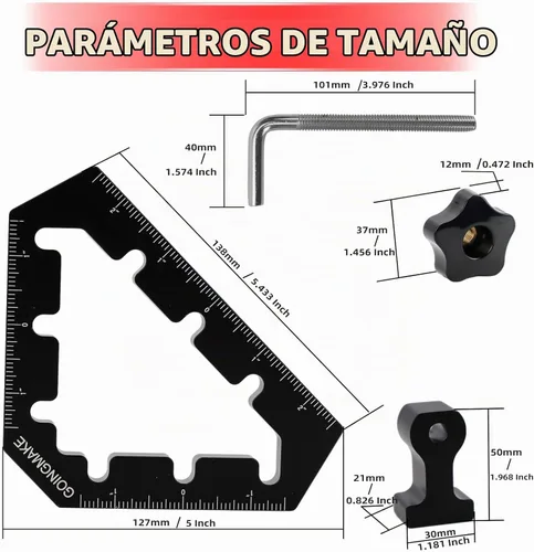 Vista 2 de GOINGMAKE Abrazaderas de esquina para herramientas de carpintería, abrazaderas de 45 y 90 grados, cuadrados de posicionamiento de aleación