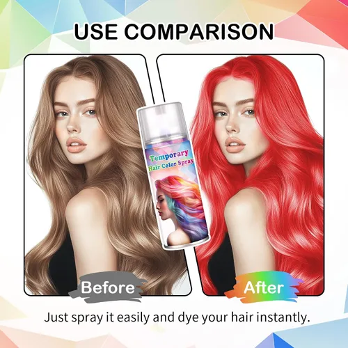 Vista 3 de Spray para el cabello rojo de uso único temporal para el cabello