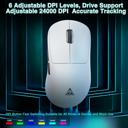 Vista 4 de SOLAKAKA SM850 - Ratón Inalámbrico para Juegos - Botones Programables, DPI Ajustable de 24000, Ratón Inalámbrico para Computadora Ligero