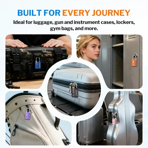 Vista 6 de Forge Doble apertura cerradura de llave o combinación, cerradura aprobada por la TSA para equipaje, estuche pelícano, viajes, gimnasio, escuela