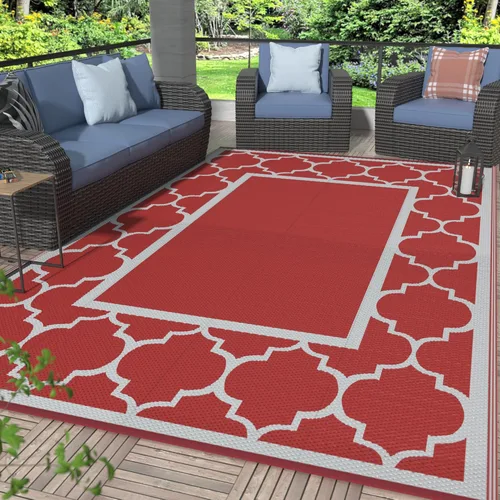 Vista 29 de GENIMO - Alfombra para exteriores de 8 x 10 pies, para patio, espacios amplios, impermeable, de pajillas de plástico, alfombra reversible