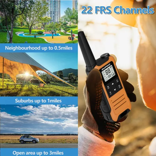 Vista 7 de Walkie Talkies de largo alcance para adultos, Walkie Talkie recargable Baofeng F22 FRS Radio Waki Taki Familia Walkie-Talkie con batería de 1400 mAh