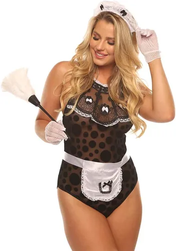 Vista 2 de Velvet Kitten Naughty French Maid - Juego de disfraz de 4 piezas