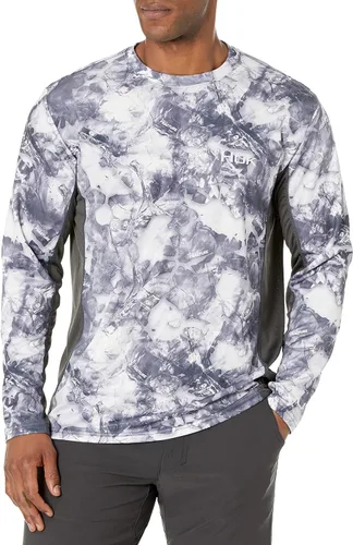 Vista 35 de HUK Camisa de manga larga Icon X para hombre, camisa de pesca de alto rendimiento Azul celeste