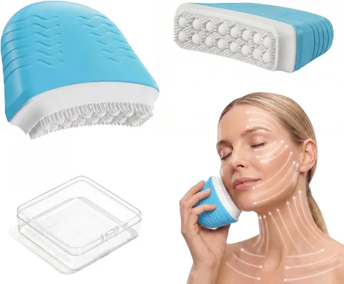 Vista 13 de Silicone Lymphatic Contour Face Brush, Face Brush for Lymphatic Drainage Almond