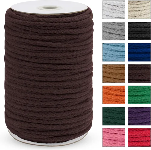 Vista 30 de JeogYong Cuerda trenzada de macramé de 0.197 in x 295 pies, cuerda de algodón trenzada natural de 8 hebras, cuerda de macramé de colores para colgar